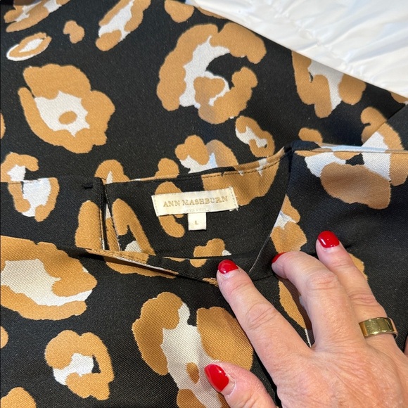 Ann Mashburn Thick Leopard Print Sleeveless Shift Dress L Silk blend lined - Picture 7 of 11